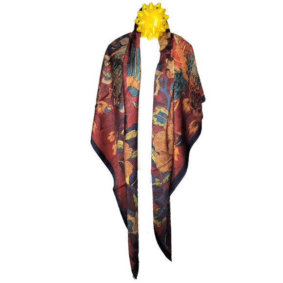 NWT Double Sided Silk Scarf 53"x53" Large Square Shawl Wrap XiangYunSha 36331 - Picture 3 of 12